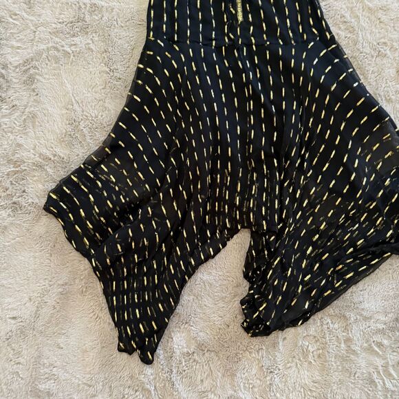 Zadig & Voltaire Black/Gold Crepe Rool Shiny Ruffled Dress Sz S Designer Luxury - Picture 6 of 13
